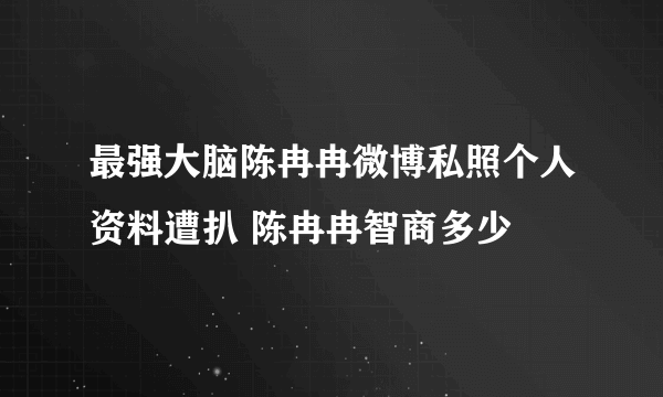 最强大脑陈冉冉微博私照个人资料遭扒 陈冉冉智商多少