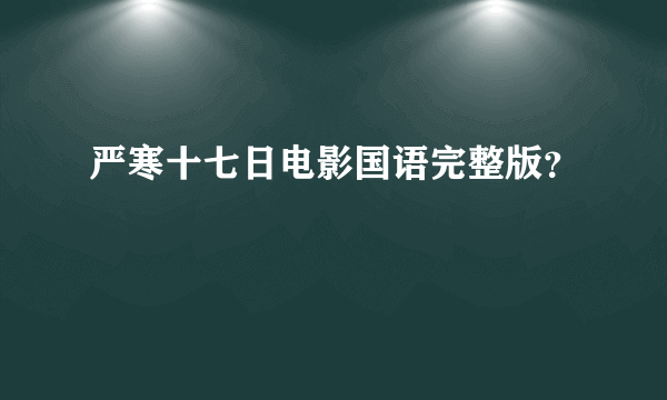 严寒十七日电影国语完整版？