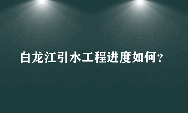 白龙江引水工程进度如何？