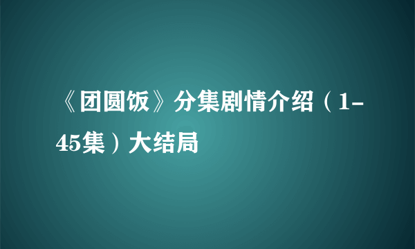 《团圆饭》分集剧情介绍（1-45集）大结局