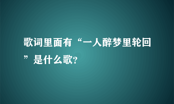 歌词里面有“一人醉梦里轮回”是什么歌？