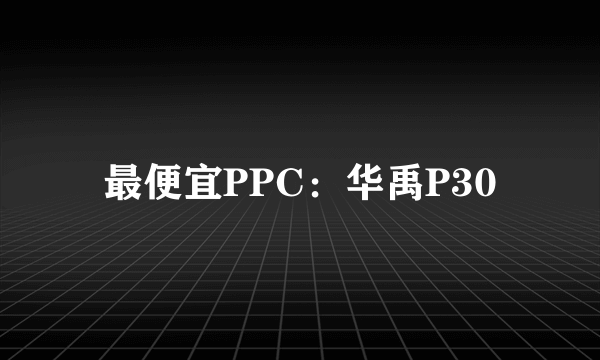 最便宜PPC：华禹P30