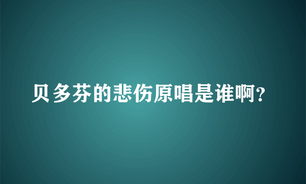 贝多芬的悲伤原唱是谁啊？