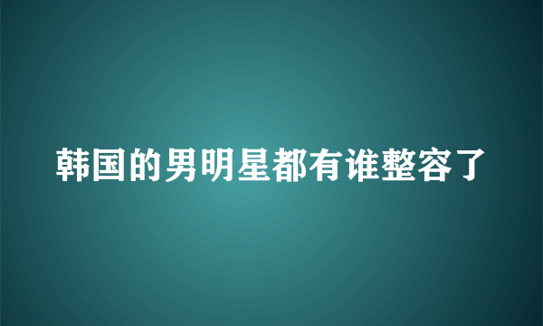 韩国的男明星都有谁整容了