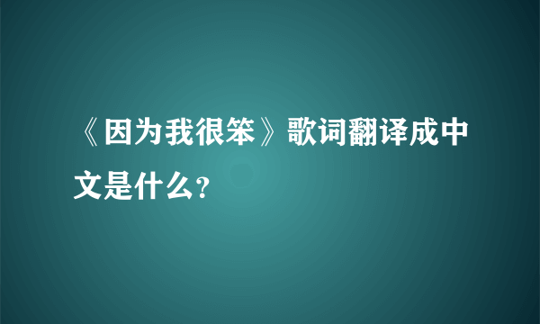 《因为我很笨》歌词翻译成中文是什么？