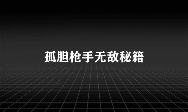 孤胆枪手无敌秘籍