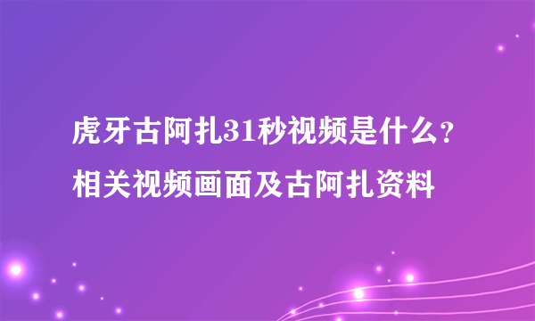 虎牙古阿扎31秒视频是什么？相关视频画面及古阿扎资料