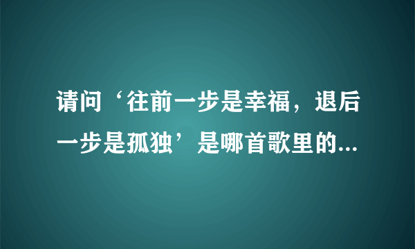 请问‘往前一步是幸福，退后一步是孤独’是哪首歌里的一句歌词？