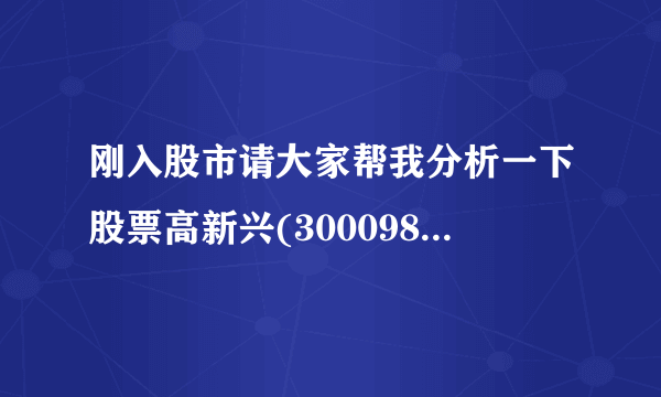 刚入股市请大家帮我分析一下股票高新兴(300098)， 怎么样呢？