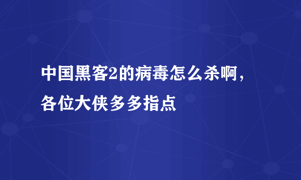 中国黑客2的病毒怎么杀啊，各位大侠多多指点