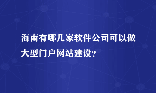 海南有哪几家软件公司可以做大型门户网站建设？