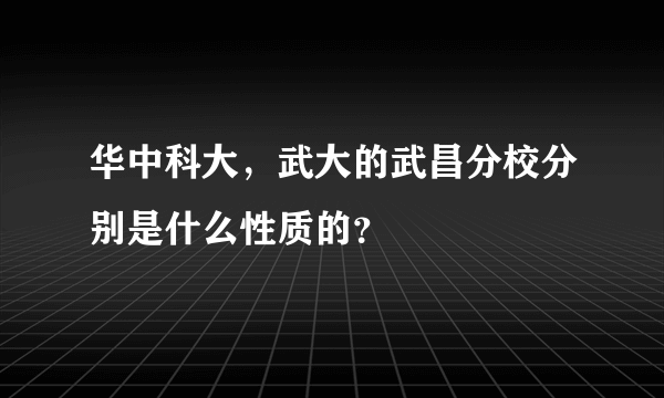 华中科大，武大的武昌分校分别是什么性质的？