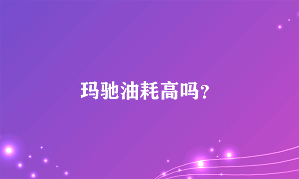 玛驰油耗高吗？