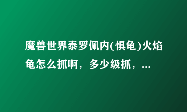 魔兽世界泰罗佩内(惧龟)火焰龟怎么抓啊，多少级抓，详细点，主要是怎么抓，有啥技巧没，最好？