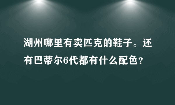 湖州哪里有卖匹克的鞋子。还有巴蒂尔6代都有什么配色？