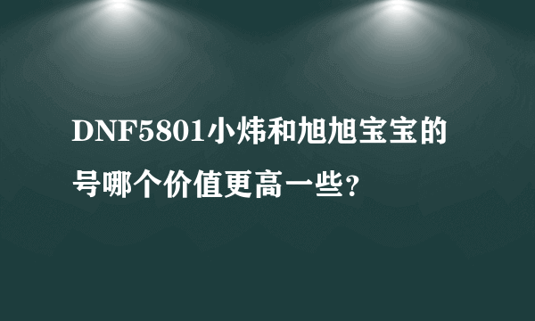 DNF5801小炜和旭旭宝宝的号哪个价值更高一些？