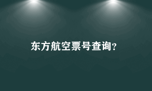 东方航空票号查询？