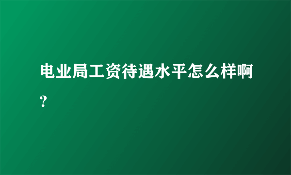 电业局工资待遇水平怎么样啊？