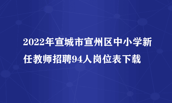 2022年宣城市宣州区中小学新任教师招聘94人岗位表下载