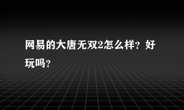 网易的大唐无双2怎么样？好玩吗？